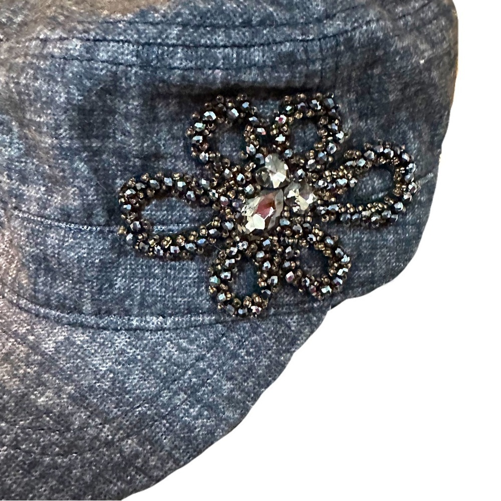 Cadet Flower Embellished Cap Beaded Military Hat - Picture 4 of 9